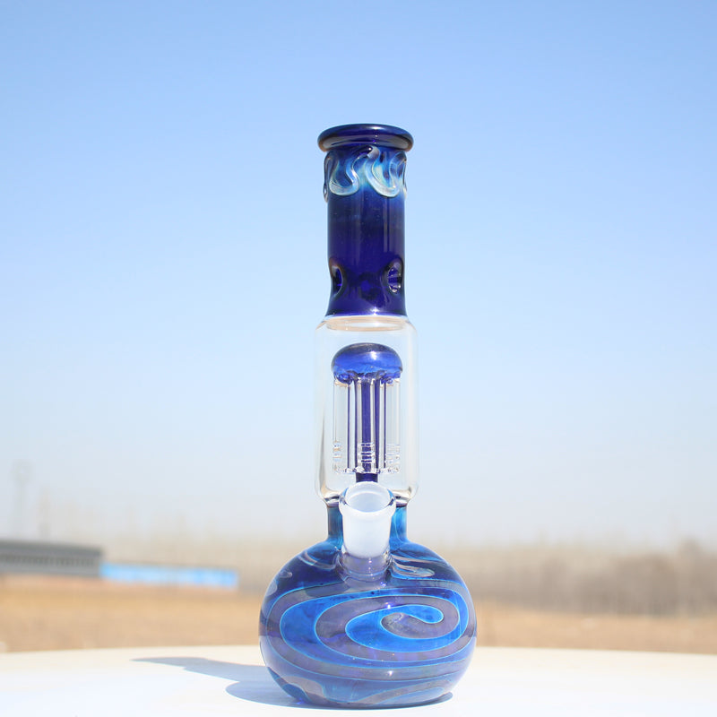 10.5" Blue Buddha Glass Water Pipe w/ Coil Perc Daze Supply