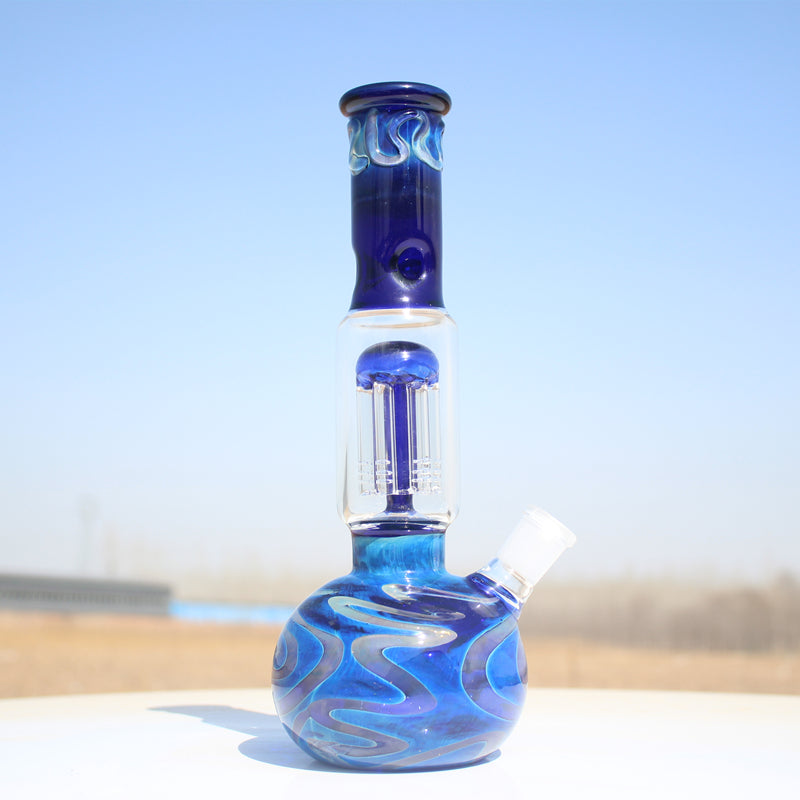 10.5" Blue Buddha Glass Water Pipe w/ Coil Perc Daze Supply