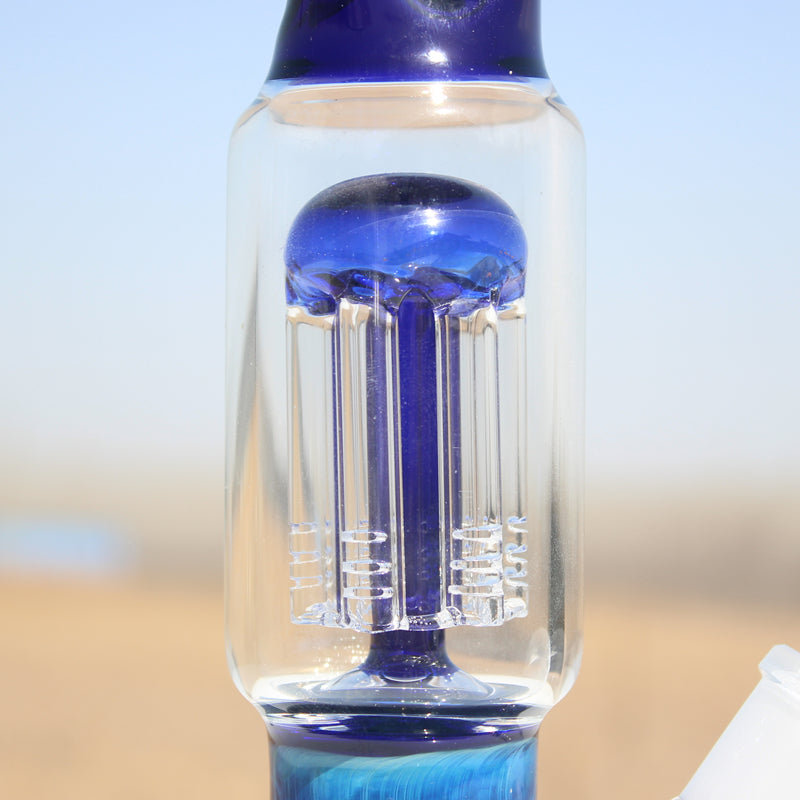 10.5" Blue Buddha Glass Water Pipe w/ Coil Perc Daze Supply