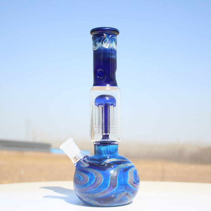 10.5" Blue Buddha Glass Water Pipe w/ Coil Perc Daze Supply