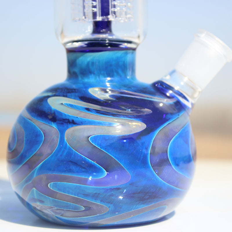 10.5" Blue Buddha Glass Water Pipe w/ Coil Perc Daze Supply