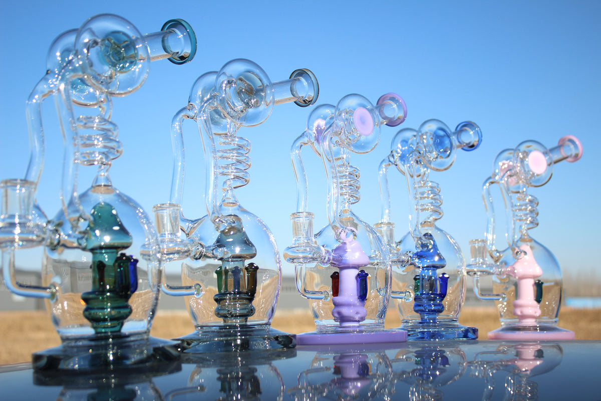 Approx. 11" Spiral Mushroom Recycler Water Pipe w/ Circ Perc Daze Supply