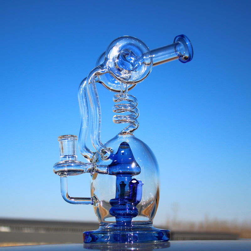 Approx. 11" Spiral Mushroom Recycler Water Pipe w/ Circ Perc Daze Supply