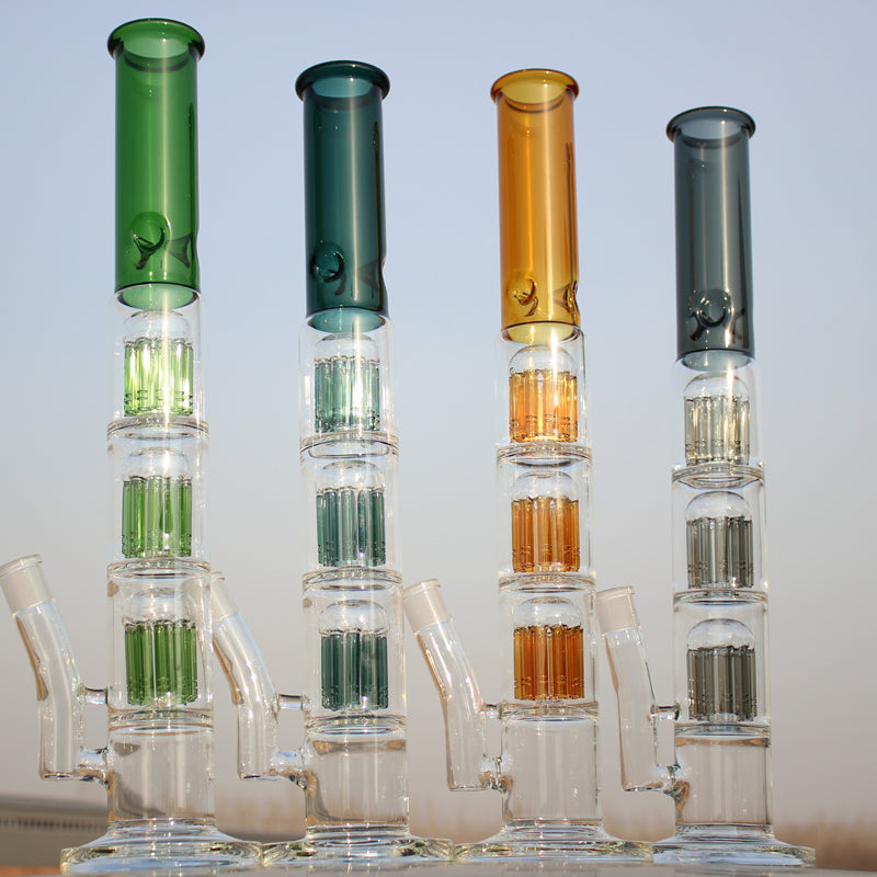 Approx. 19" Triple Tree Percolator Glass Water Pipe Daze Supply