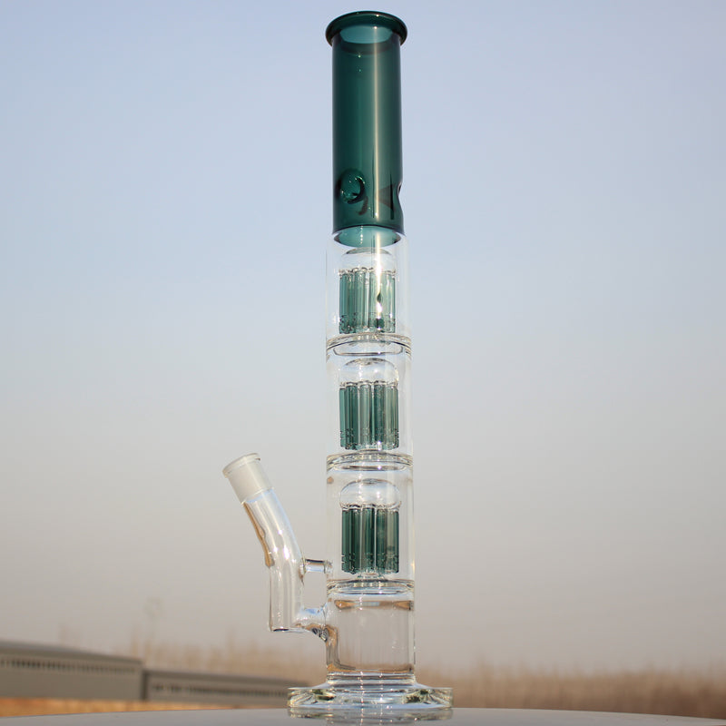 Approx. 19" Triple Tree Percolator Glass Water Pipe Daze Supply