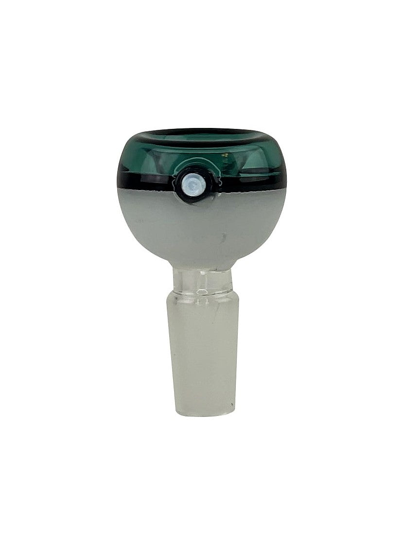 Teal Poke Ball Glass Bong Bowl - 14mm Daze Glass