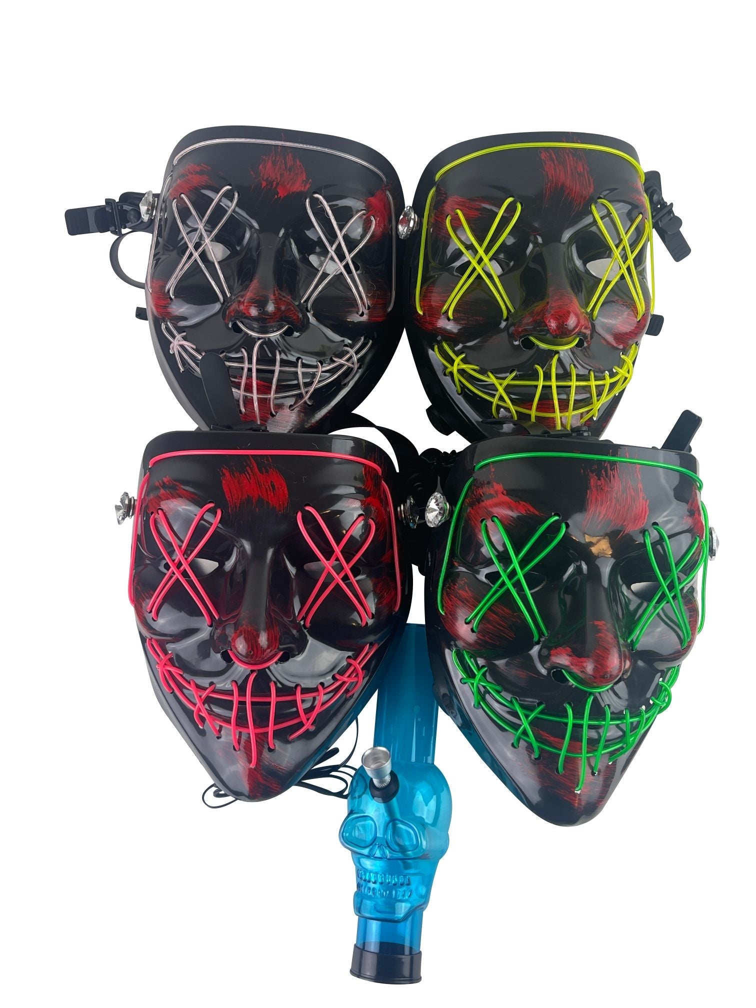 Light Up Black Plated Gas Mask Bong Glass City Pipes