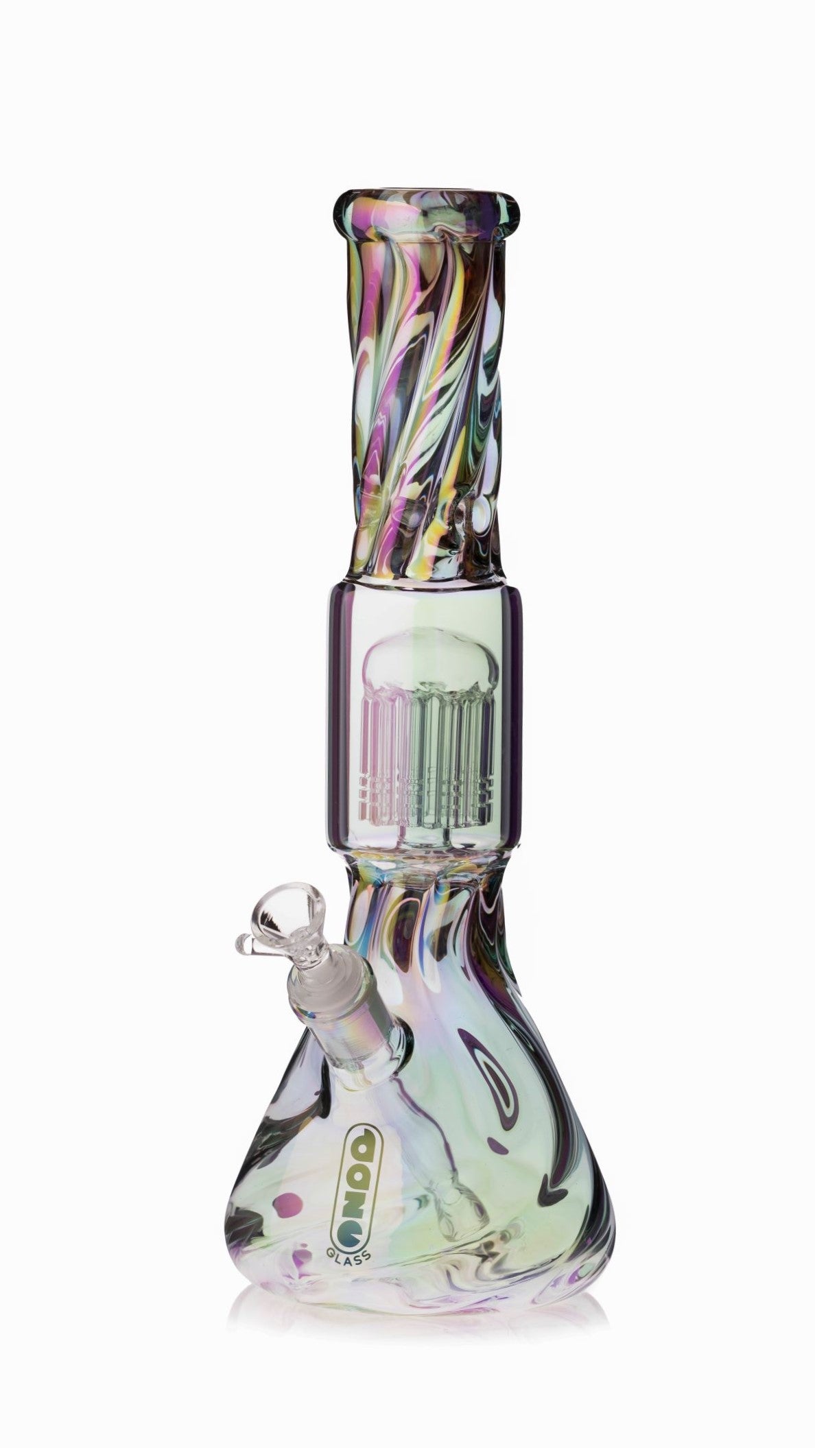 Daze Glass - 14 Inch Iridescent Spiral Arm Perc Glass Water Pipe