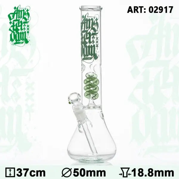 Amsterdam | 15&quot; Green Glass Water Pipe w/ Coil Perc