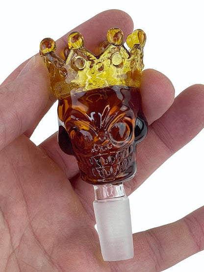 Skull &amp; Crown Glass Bong Bowl - 14mm Daze Glass