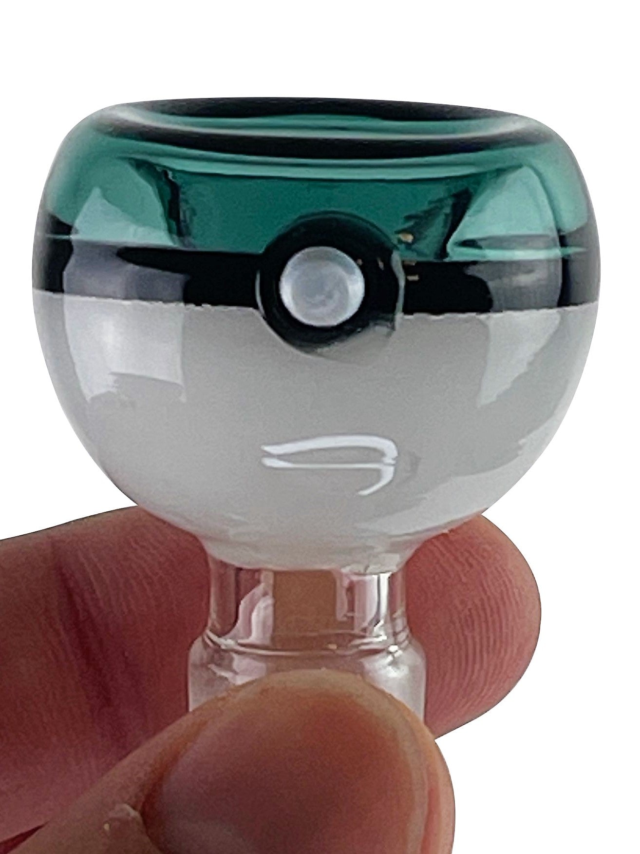 Teal Poke Ball Glass Bong Bowl - 14mm Daze Glass