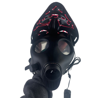 Light Up Black Plated Gas Mask Bong Glass City Pipes