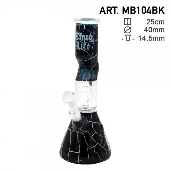 Thug Life | 10&quot; Cracked Stone Glass Water Pipe Thug Life