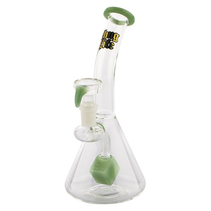 Thug Life | 7&quot; Cube Perc Green Glass Water Pipe Thug Life